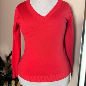 Coral V-Neck Women's Sweater